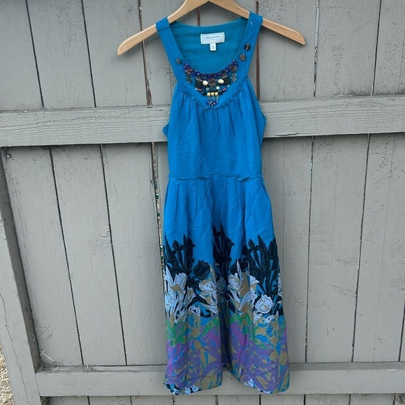 Anthropologie Moulinette Soeurs Island Nightfall Floral Silk Dress Sz 2 - Picture 1 of 7